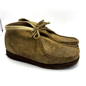 Vintage Clarks Brown Suede Wallabee Style Moccasin Lace Up Casual Boots Mens 9.5